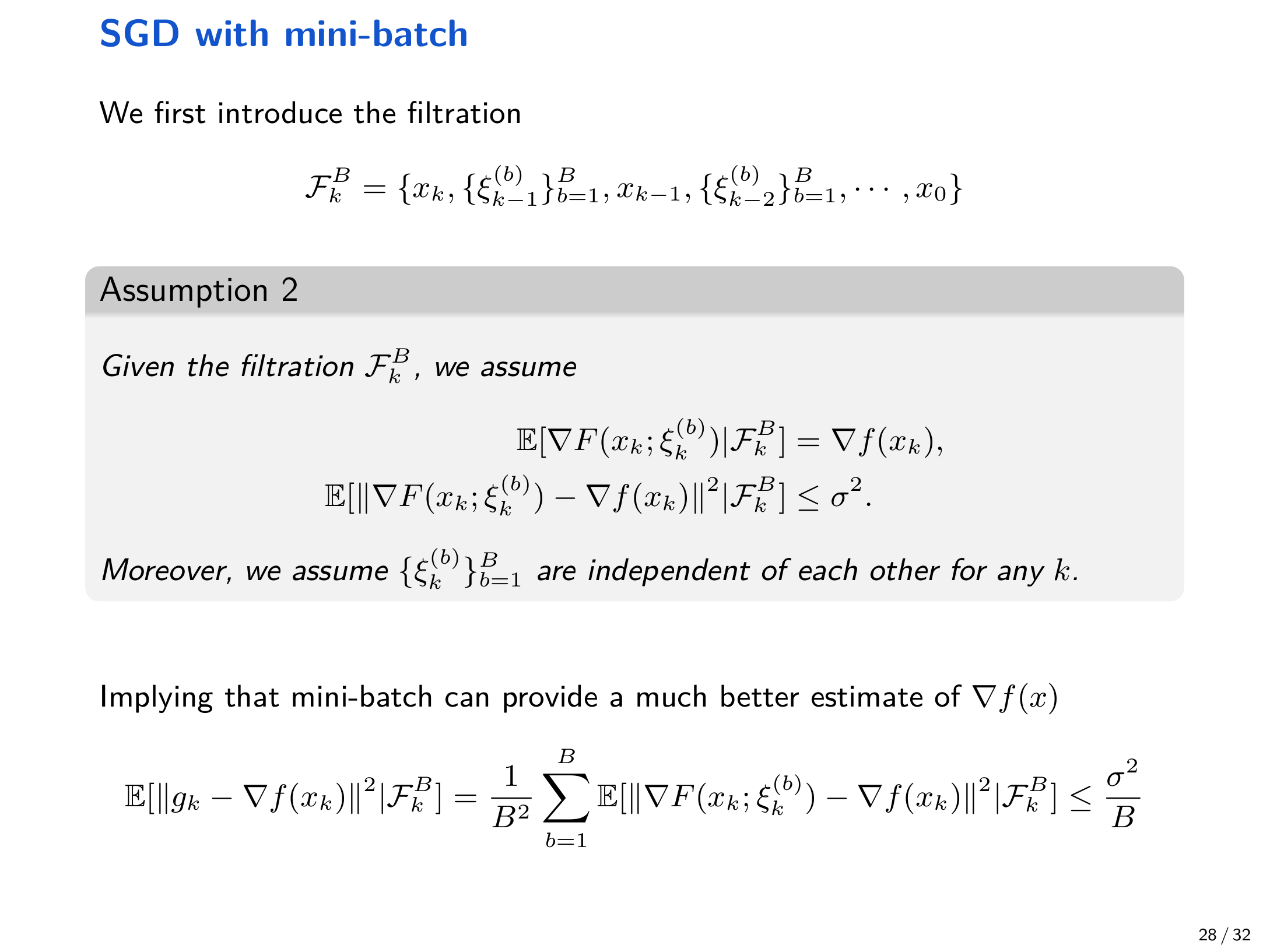 Mini-batch variance reduction
